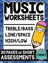 Worksheets for Teaching Line/Space in Treble & Bass Clef Digital Resources